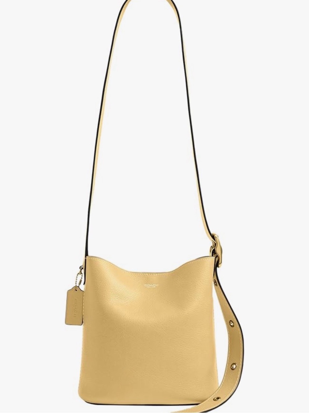 Coach Pebbled Leather Bucket Shoulder Bag in Pale Yellow
